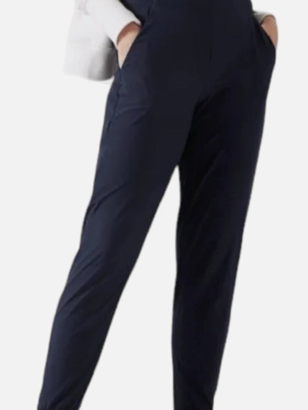ATHLETA BROOKLYN MID-RISE JOGGER NAVY BLUE CUFF ANKLE TRACK PANTS- WOMEN'S 10